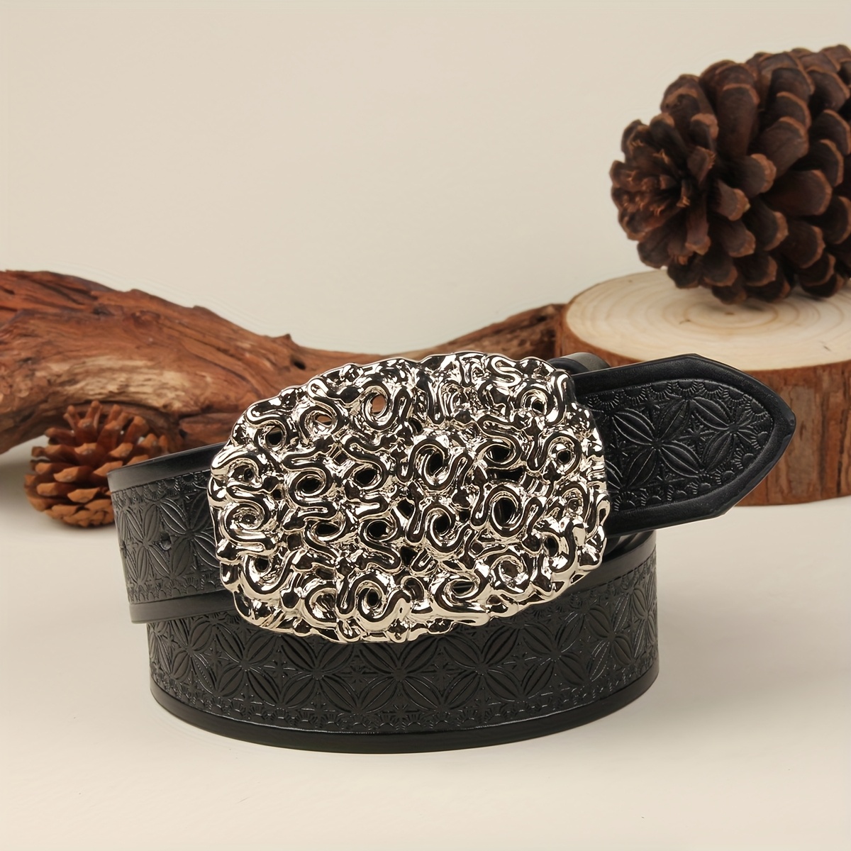 Fashionable Snake Hollow Out Belt with Silvery Buckle 3.7cm Wide